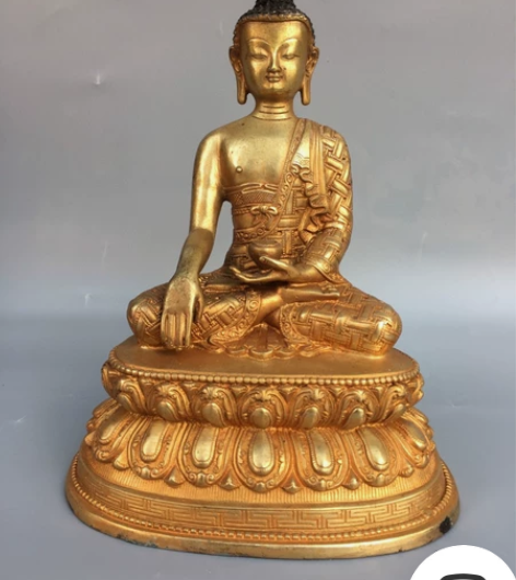 旧藏纯铜鎏金佛像 释迦牟尼佛 纯铜佛像 老...