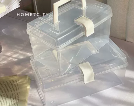 简约ins收纳盒透明药箱学生宿舍无印风防尘...