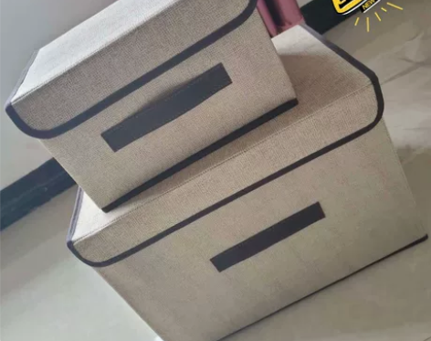 包邮居家布艺收纳箱折叠储物箱带盖防尘便携盒...