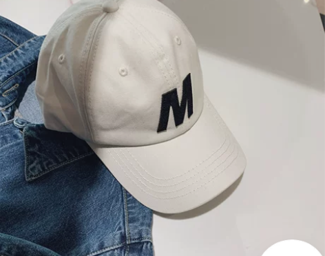 春夏棒球帽 字母M百搭弯檐休闲帽100棉遮...