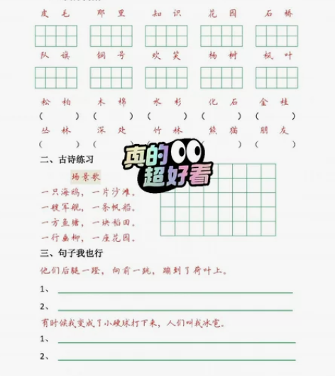 二年级上下册卷面提高练习字帖，中小学硬笔书...