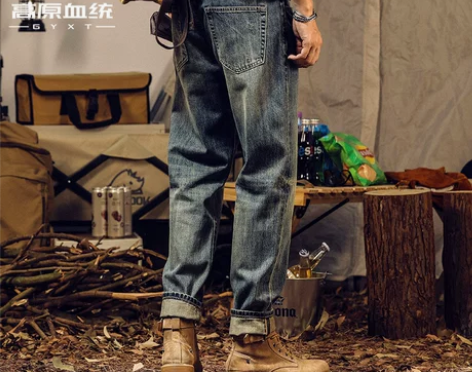 裤子复古 GYXT冬季新款刮烂牛仔裤男宽松...
