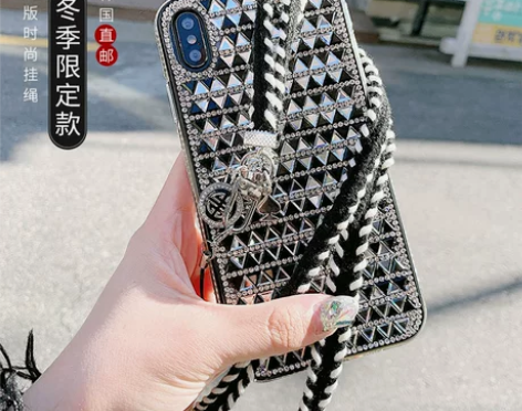 适用iphone11手机绳子带链条挂绳宽女...