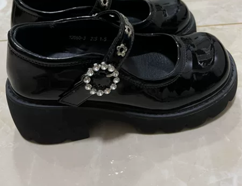 自然卷新款厚底玛丽珍鞋粗跟圆头一字扣带浅口...