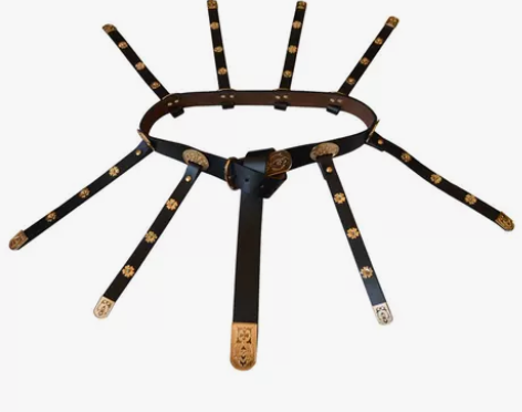 如梦霓裳汉服男装女装蹀躞唐革带真皮金属配圆...