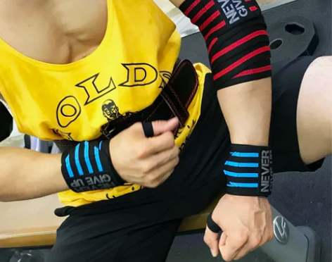 健身护肘男绷带护具举重运动装备手套卧推力量...