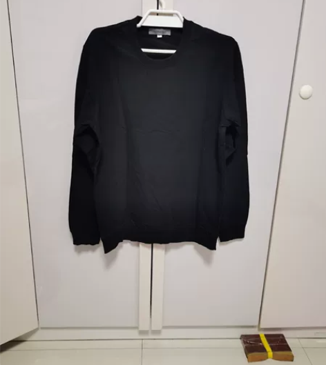 正品拉夏贝尔卫衣男打底衫纯黑色尺码175X...