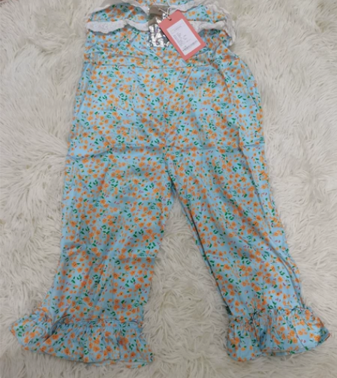 清晨 小花连体裤110cm 码足 两件且满...