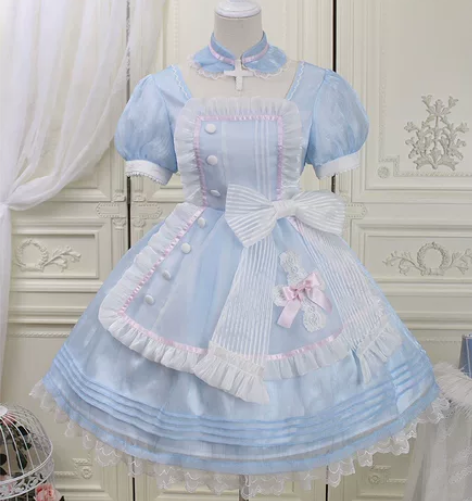 出白菜Lolita 甜心救援队 op 蓝白 l码 有绶带有小...