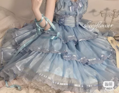 WF原创设计芙拉小姐蓝色纱版m码jsk 显...