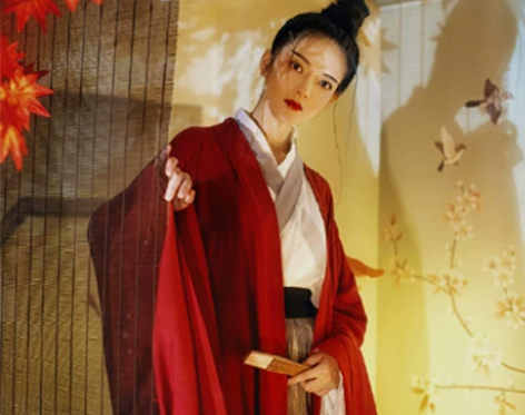 侠客汉服女古风红颜传统魏晋风红色齐腰 全新...