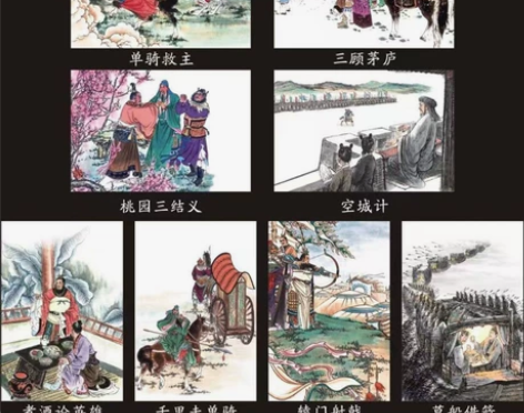 三国演义明信片一套八张全,稀有罕见/无邮资...