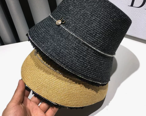 帽子女夏天时尚洋气水桶帽盆帽防晒遮阳草帽韩...