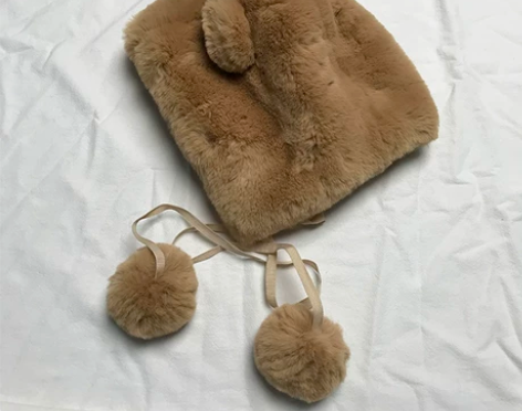 熊出没炒鸡可爱的毛绒绒雷锋帽女冬季熊耳朵毛...