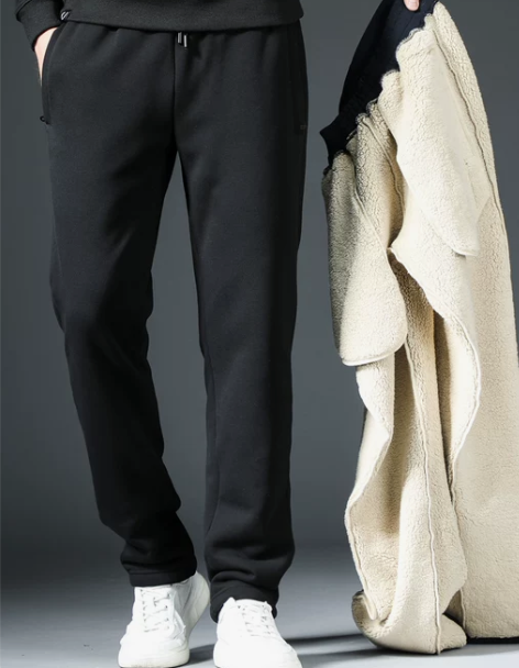 裤子加绒 加厚裤子男士羊羔绒运动裤加厚男裤...