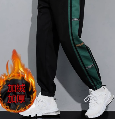 新款促销男生裤子秋冬季纯棉加绒宽松卫裤束脚...