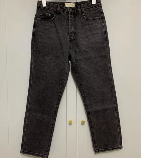 2022女款秋款复古牛仔裤小个子深灰色显瘦...