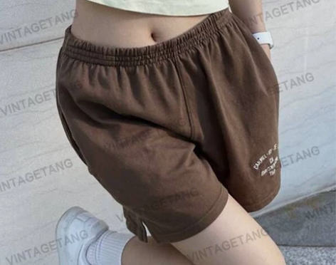 VintageTang美式复古棕色刺绣百搭...
