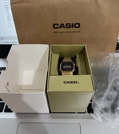 casio复古小金表男女石英手表LA670...