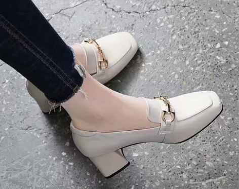 真软皮单鞋女2022年春秋新款百搭高跟鞋妈...