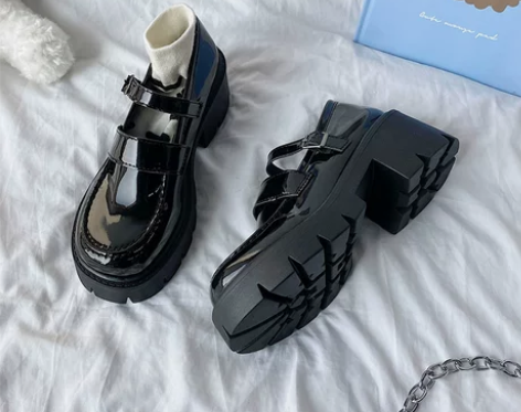 英伦风复古小皮鞋女lolita鞋2021春...