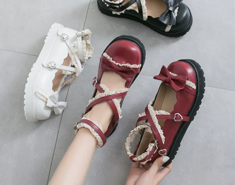 黑色  日系洛丽塔小皮鞋女复古森女软妹可爱...