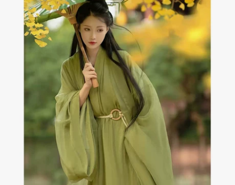 绿色汉服女夏款原创魏晋制古装超仙气飘逸广袖...