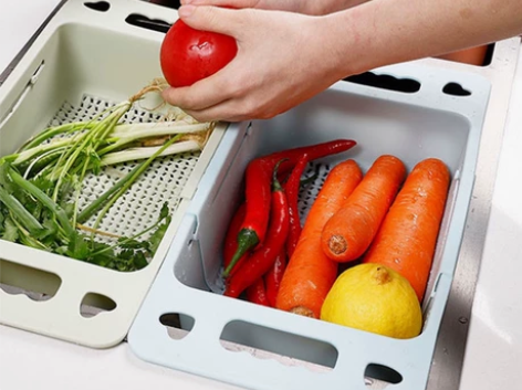 全新包邮可伸缩洗菜盆淘菜盆沥水篮子塑料水果...