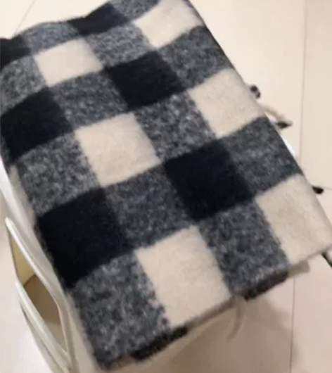 ZARA同款格子围巾 平替黑色 尺寸220...