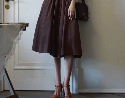 Chings法式优雅复古单排扣牛仔高腰显瘦...