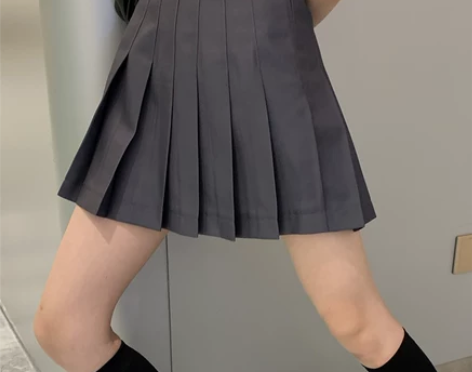 2019新款高腰百褶裙短裙女春夏白色半身裙...