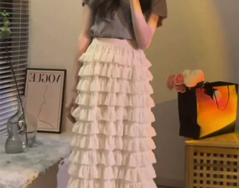 韩版网红同款洋气减龄时尚百搭高腰中长款蛋糕...