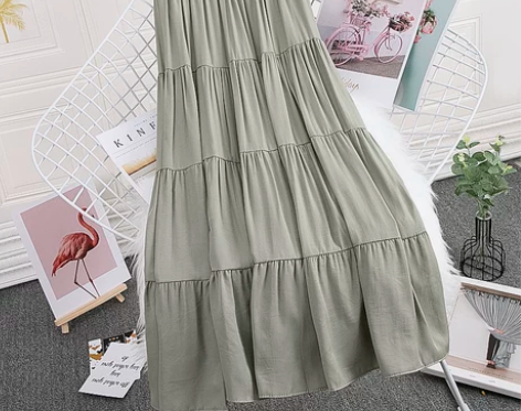 拼接中长款半身裙女春季新款简约黑白色蛋糕裙...