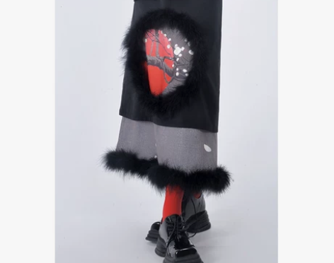 幻像颗粒新中式半身裙原创国潮风女装复古秋冬...