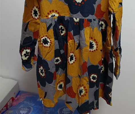 女童纯棉田园风，长款上衣裙，适合春秋季冬，...