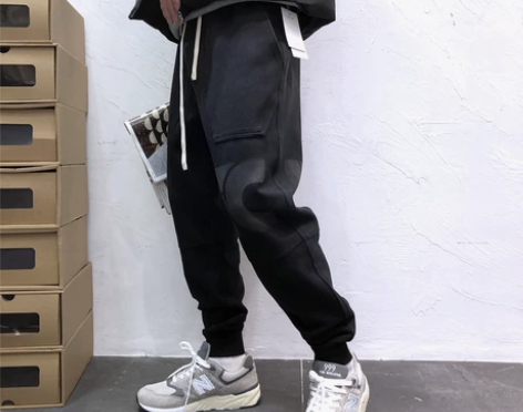 加厚加绒休闲运动裤男修身弹力洗水字母印花潮...