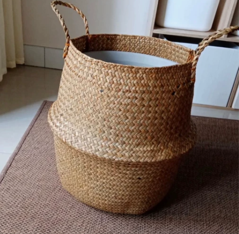 【花坊倒闭+送防水壳】草编织花篮花盆宜家同...