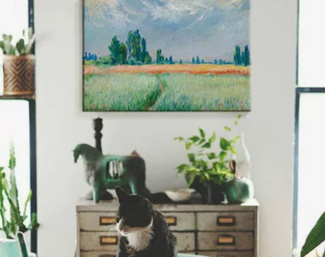 莫奈系列名画卧室床头挂画无框画喷绘画经典艺...