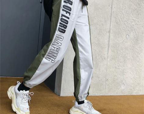 hiphop工装裤女宽松bf直筒九分束脚裤...