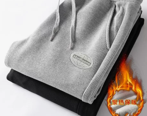 清仓捡漏~专柜撤回尾单外贸加绒华夫格卫裤男...