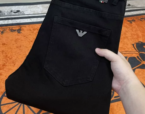 牛仔裤男 牛仔裤子高档欧货纯黑色男宽松直筒...