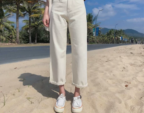 网红直筒牛仔裤女宽松2019新款阔腿高腰韩...