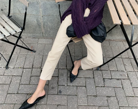 帅气利落!一粒扣九分裤女早秋休闲百搭宽松显...