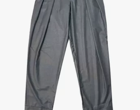 复古痞帅高腰打褶宽松西装裤女春夏加长宽腿萝...