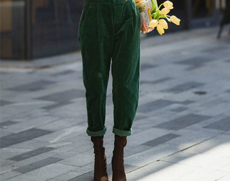 复古灯芯绒冬款扭扣长裤 感兴趣的话点“我想...