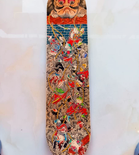 原创纹身刺青浮世绘手绘滑板，酒吧茶吧奶茶店...