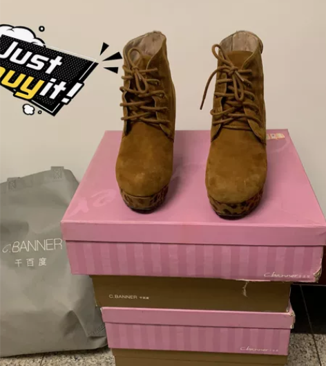 千百度38码,皮质超级舒服有防水台走路不累...