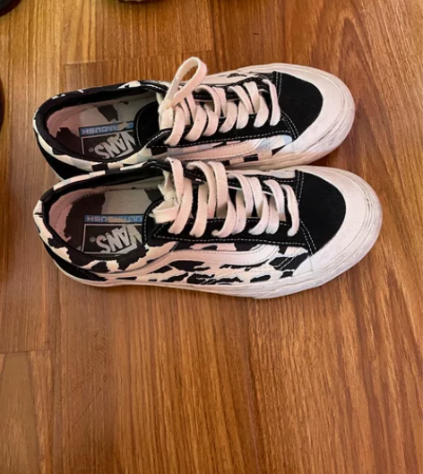正品vans滑板鞋STYLES36黑蓝豹纹...