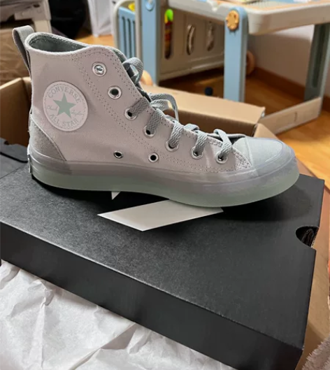 匡威新款CX蓝灰果冻透明底高帮帆布鞋运动休...