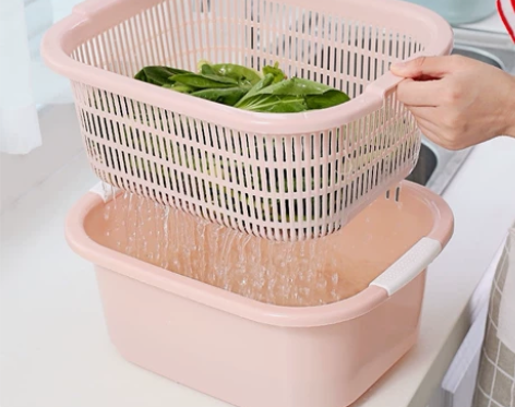 双层洗菜篮 塑料沥水篮子 淘米神器 菜篮淘...